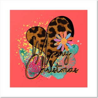 Merry Christmas Leopard heart Posters and Art